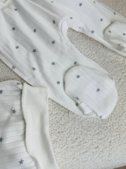 ❤ Комплект 3ка з сорочкою інтерлок Ромашка, 56-62см. Принт - Зірки сірі дрібні (#84295833) ✓ Anna Konvert 2