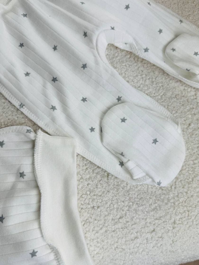 ❤ Комплект 3ка з сорочкою інтерлок Ромашка, 56-62см. Принт - Зірки сірі дрібні (#84295833) ✓ Anna Konvert