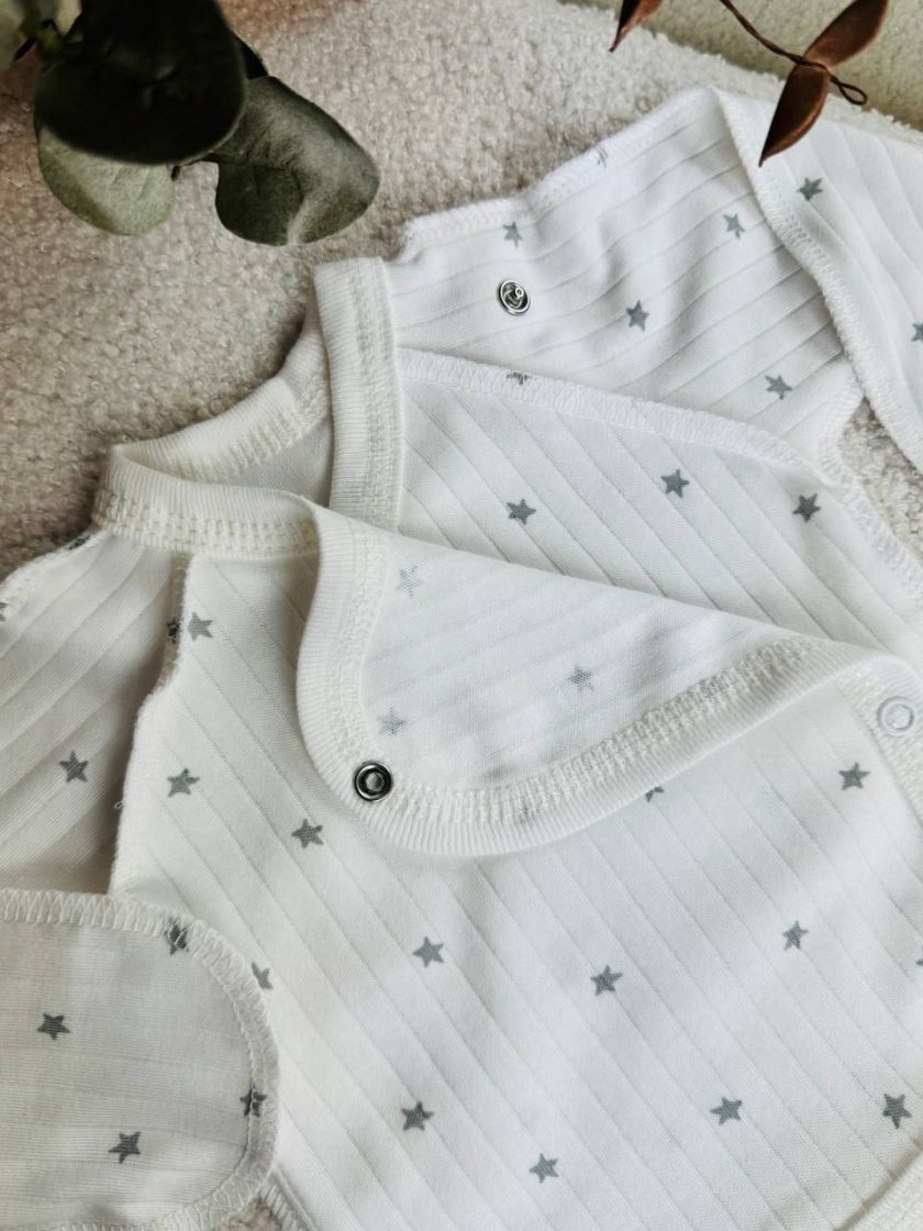 ❤ Комплект 3ка з сорочкою інтерлок Ромашка, 56-62см. Принт - Зірки сірі дрібні (#84295833) ✓ Anna Konvert