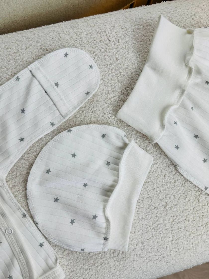 ❤ Комплект 3ка з сорочкою інтерлок Ромашка, 56-62см. Принт - Зірки сірі дрібні (#84295833) ✓ Anna Konvert