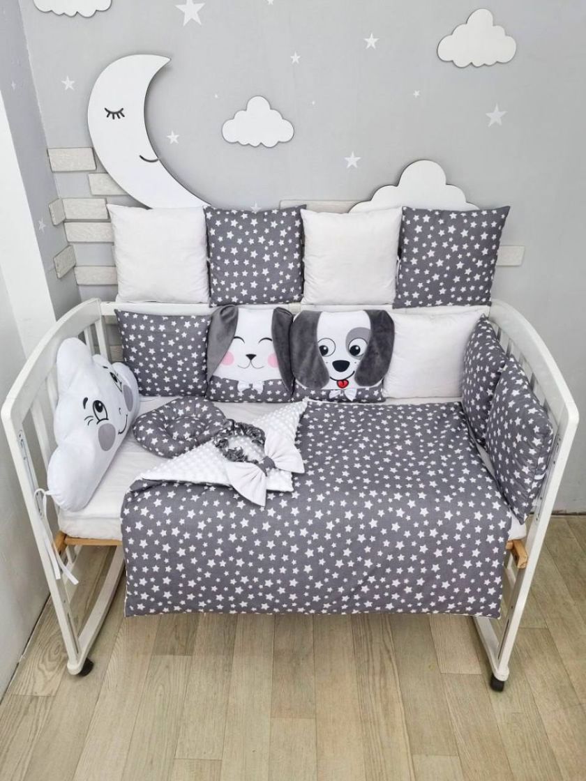 ❤ Набір "Хмаринка" зі звірятами. Принт - Гафітовий з зірочками. Тип - З косою (#5561674) ✓ Anna Konvert