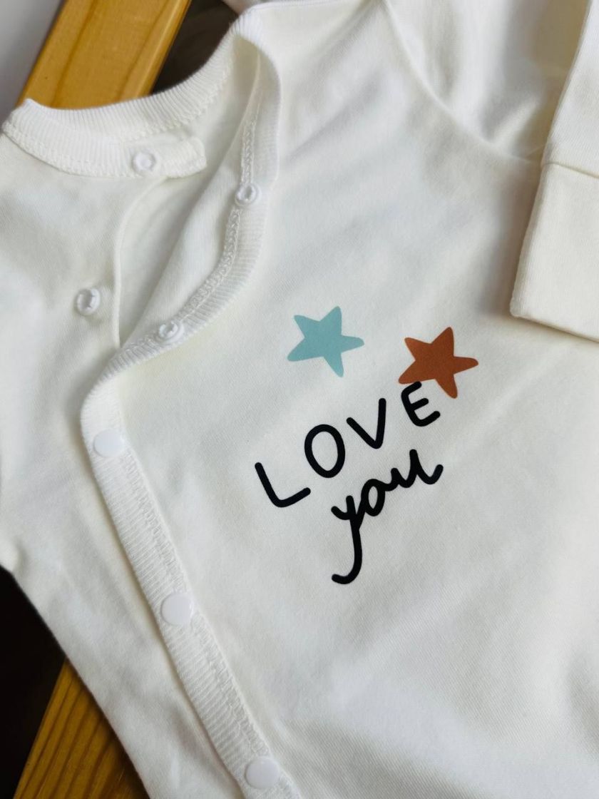 ❤ Комплект 3ка з боді Smile. Принт - Love you бежевий. Розмір - 56 (#41211390) ✓ Anna Konvert