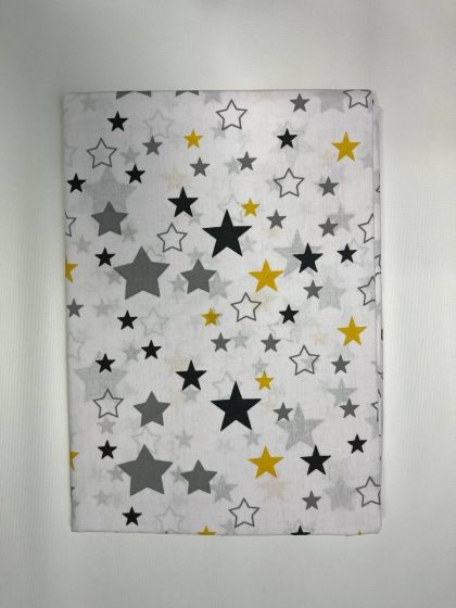 ❤ Змінна дитяча постіль, розмір підковдри 140 см на 110 см. Принт - Зірки різні з жовтим на білому (#50615666) ✓ Anna Konvert 2