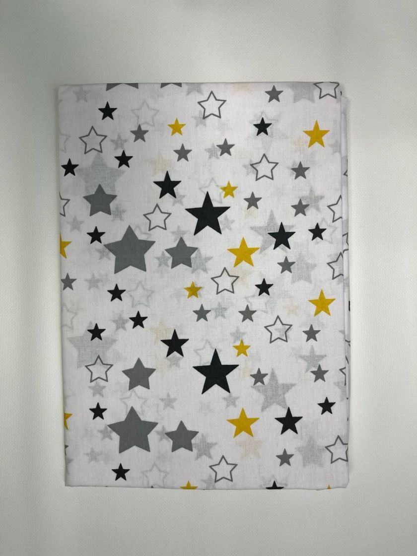 ❤ Змінна дитяча постіль, розмір підковдри 140 см на 110 см. Принт - Зірки різні з жовтим на білому (#50615666) ✓ Anna Konvert
