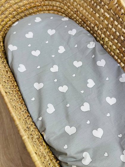 ❤ Простирадло непромакаюче у візочок на гумці. Принт - Сердечки великі білі на сірому (#55805591) ✓ Anna Konvert 2