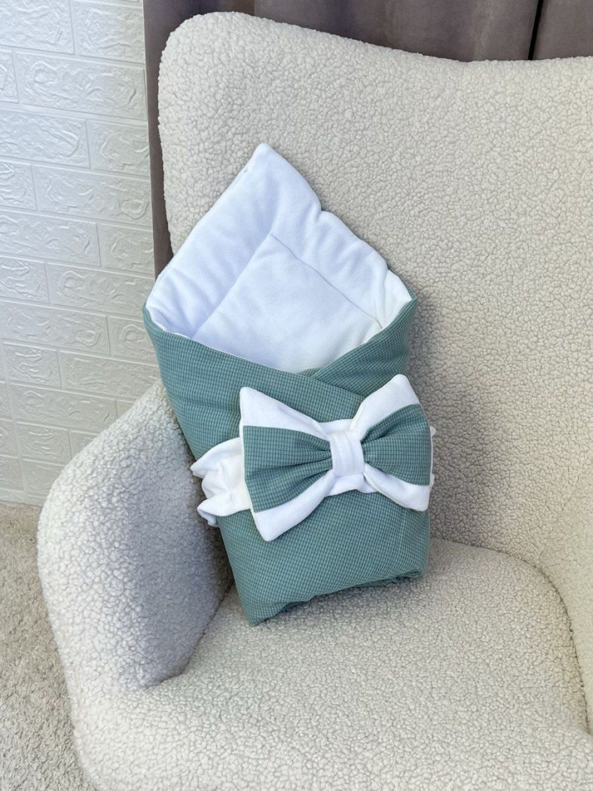 ❤ Демісезонний конверт плед на виписку, Вельвет, 80*80см. Колір - Зелений (#57304921) ✓ Anna Konvert