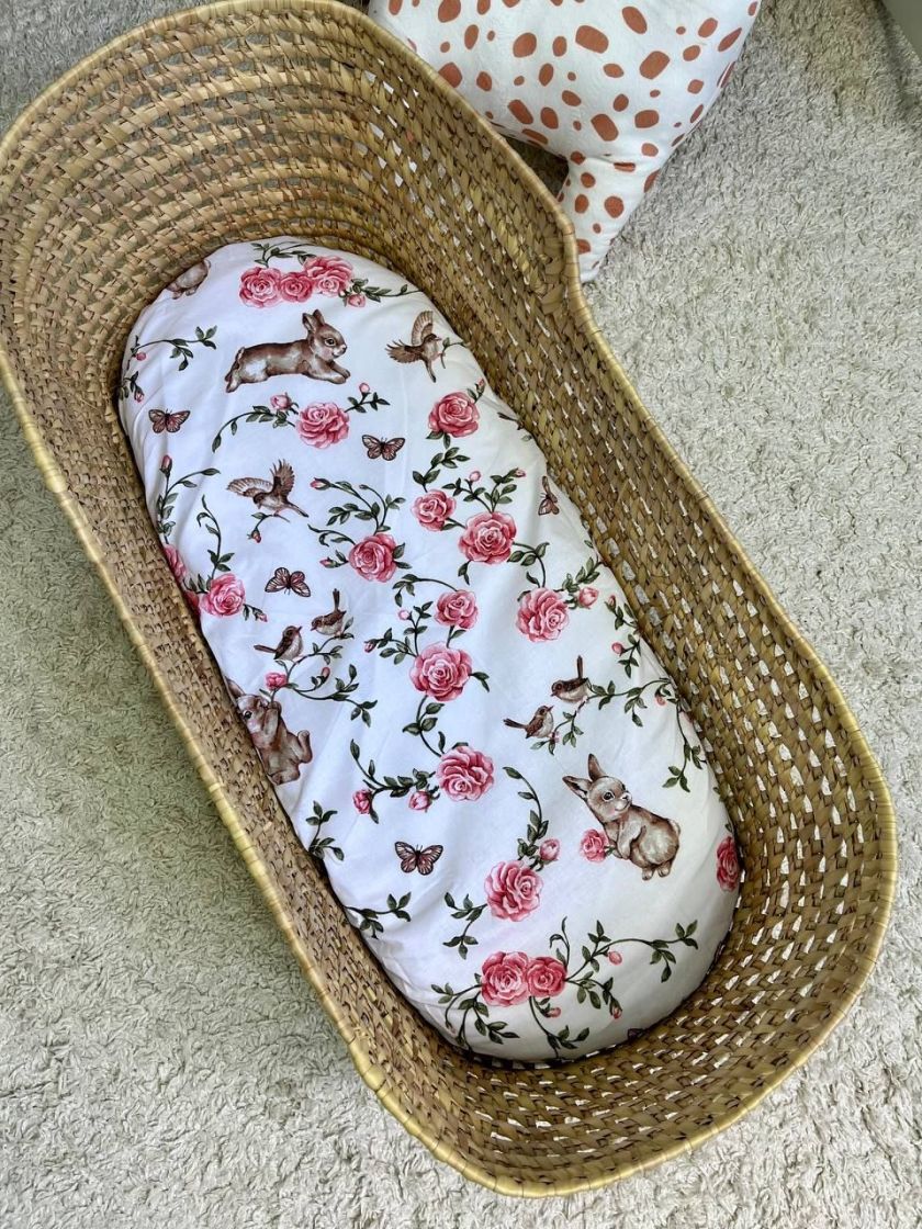 ❤ Простирадло непромакаюче у візочок на гумці. Принт - Зайка з трояндою (#10498630) ✓ Anna Konvert