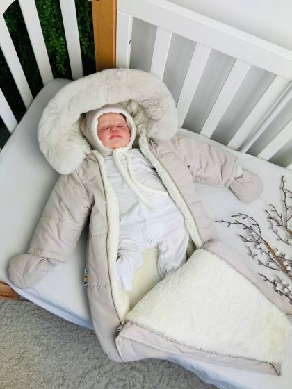❤ Комбез-мішок зимовий, 0-6 міс. "Ведмежа на місяці". Колір - Бежевий (#410010121) ✓ Anna Konvert 2