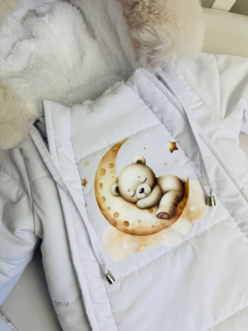 ❤ Комбез-мішок зимовий, 0-6 міс. "Ведмежа на місяці". Колір - Білий (#27171789) ✓ Anna Konvert