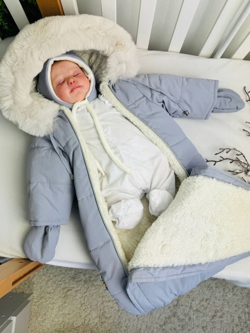 ❤ Комбез-мішок зимовий, 0-6 міс. "Ведмежа на місяці". Колір - Сірий (#92642535) ✓ Anna Konvert