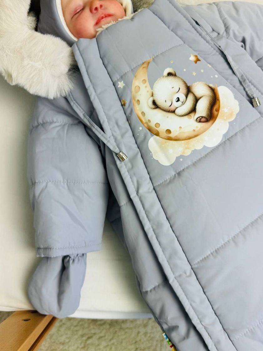 ❤ Комбез-мішок зимовий, 0-6 міс. "Ведмежа на місяці". Колір - Сірий (#92642535) ✓ Anna Konvert