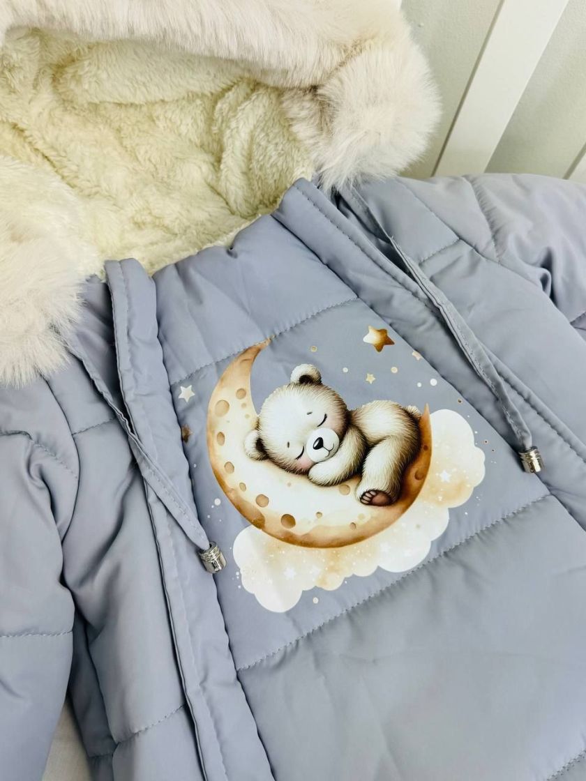 ❤ Комбез-мішок зимовий, 0-6 міс. "Ведмежа на місяці". Колір - Сірий (#92642535) ✓ Anna Konvert