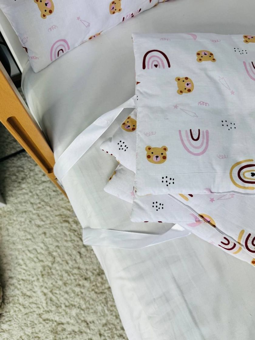 ❤ Бортики-подушки на 4 боки ліжечка, 12 подушок. Принт - Веселки рожеві (#96440887) ✓ Anna Konvert