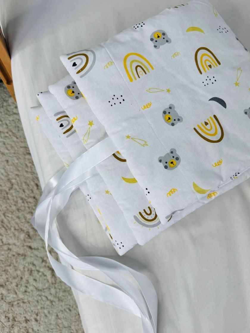 ❤ Бортики-подушки на 4 боки ліжечка, 12 подушок. Принт - Веселки жовті (#2825026) ✓ Anna Konvert