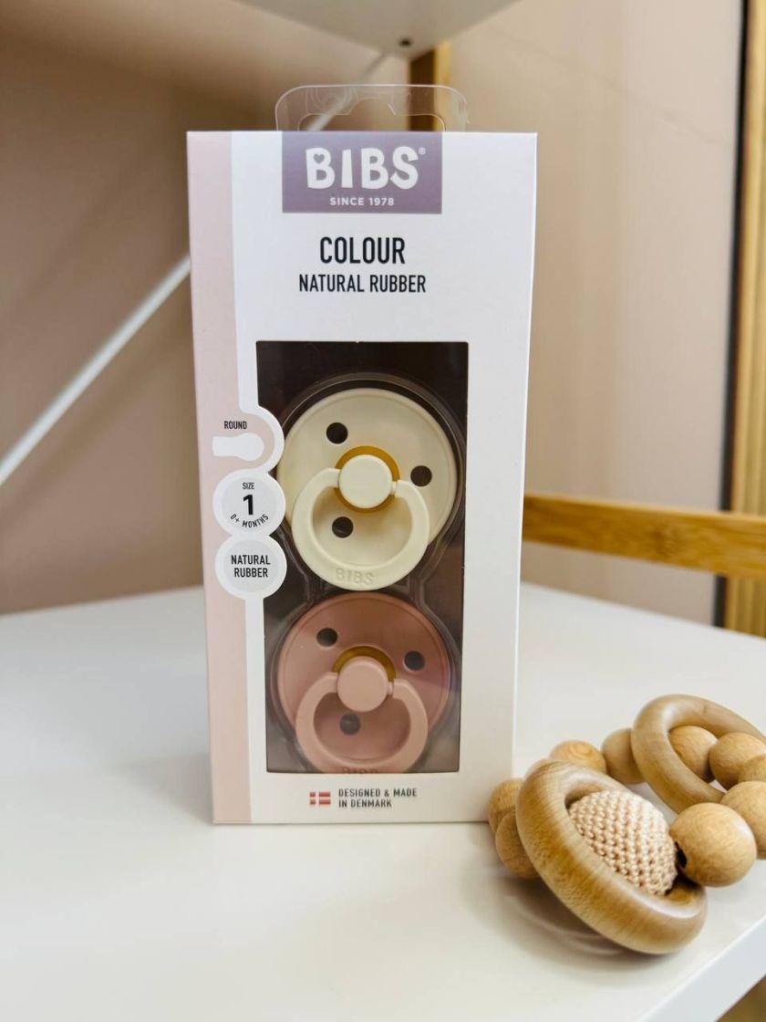 ❤ Соска пустушка BIBS Colour Latex Round (кругла). Колір - Ivory/Blush. Розмір - 6-18 міс (#5713795120406) ✓ Anna Konvert
