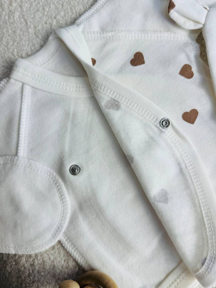 ❤ Комплект 3ка з сорочкою байка, БО. Принт - Серця бежеві великі. Розмір - 56см (#81799732) ✓ Anna Konvert