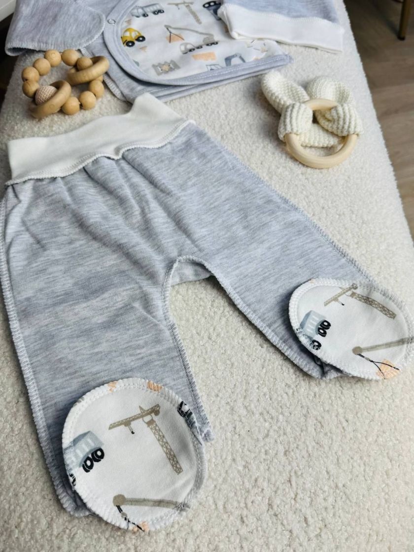 ❤ Комплект 3ка з сорочкою байка, БО. Принт - Транспорт сірий. Розмір - 56см (#1681758) ✓ Anna Konvert