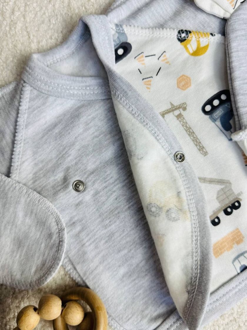 ❤ Комплект 3ка з сорочкою байка, БО. Принт - Транспорт сірий. Розмір - 56см (#1681758) ✓ Anna Konvert