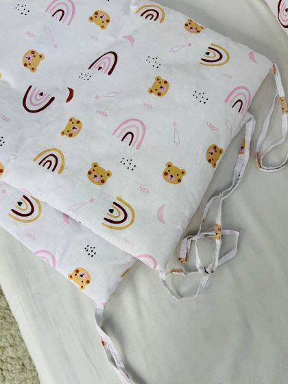 ❤ Бортики-суцільні на 4 боки ліжка, на завʼязках. Принт - Веселки рожеві (#8618637) ✓ Anna Konvert 2