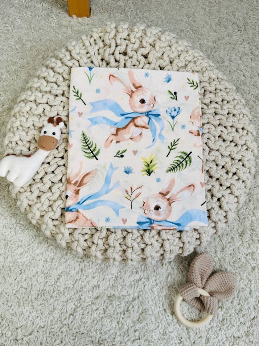 ❤ Пелюшки Ситцеві 85 см на 105 см. Принт - Зайченя з блакитним бантом на молочному (#45318087) ✓ Anna Konvert