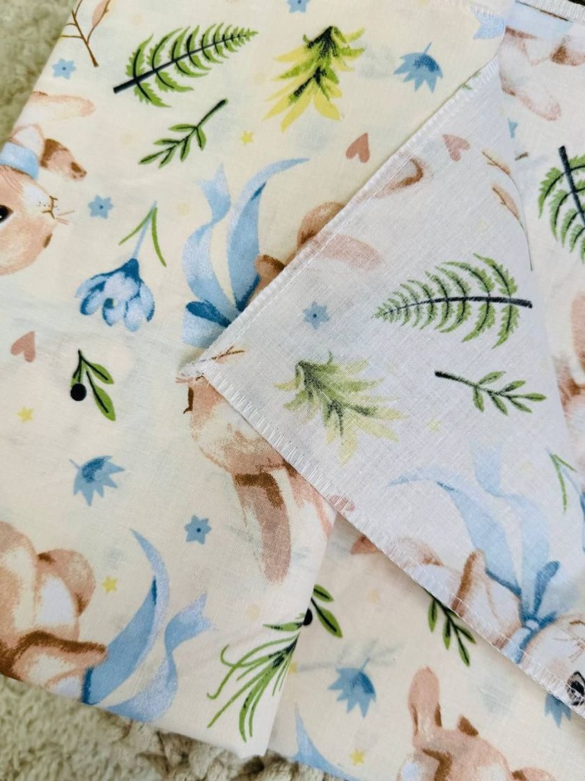 ❤ Пелюшки Ситцеві 85 см на 105 см. Принт - Зайченя з блакитним бантом на молочному (#45318087) ✓ Anna Konvert