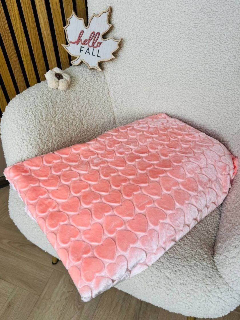 ❤ Плед велюровий текстурний в серця 110*140 см. Колір - Персиковий (#80780797) ✓ Anna Konvert