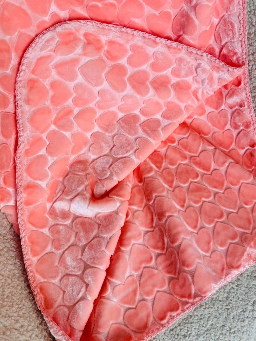 ❤ Плед велюровий текстурний в серця 110*140 см. Колір - Персиковий (#80780797) ✓ Anna Konvert