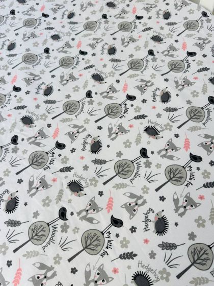 ❤ Простирадло у ліжко бавовняне, на матрац 120 на 60см. Принт - Сірі звірі в лісі (#65357063) ✓ Anna Konvert 2