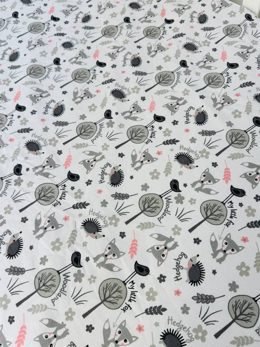 ❤ Простирадло у ліжко бавовняне, на матрац 120 на 60см. Принт - Сірі звірі в лісі (#65357063) ✓ Anna Konvert