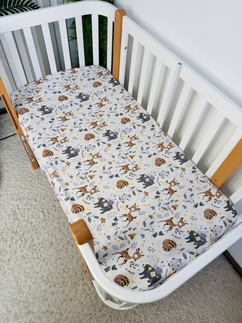 ❤ Простирадло у ліжко бавовняне, на матрац 120 на 60см. Принт - Єнот, бембі, зайка (#99006108) ✓ Anna Konvert