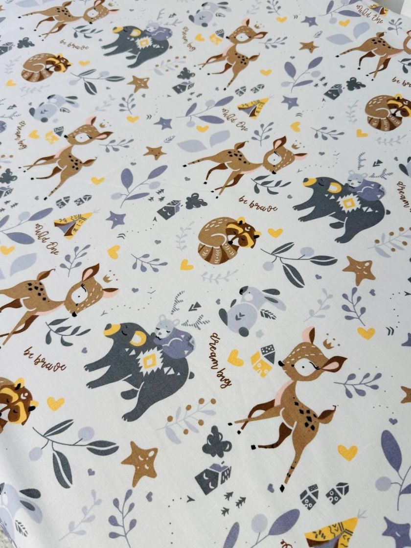 ❤ Простирадло у ліжко бавовняне, на матрац 120 на 60см. Принт - Єнот, бембі, зайка (#99006108) ✓ Anna Konvert