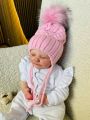 ❤ Шапка зимова, 0-6 міс. Колір - Рожева (#0510) ✓ Anna Konvert