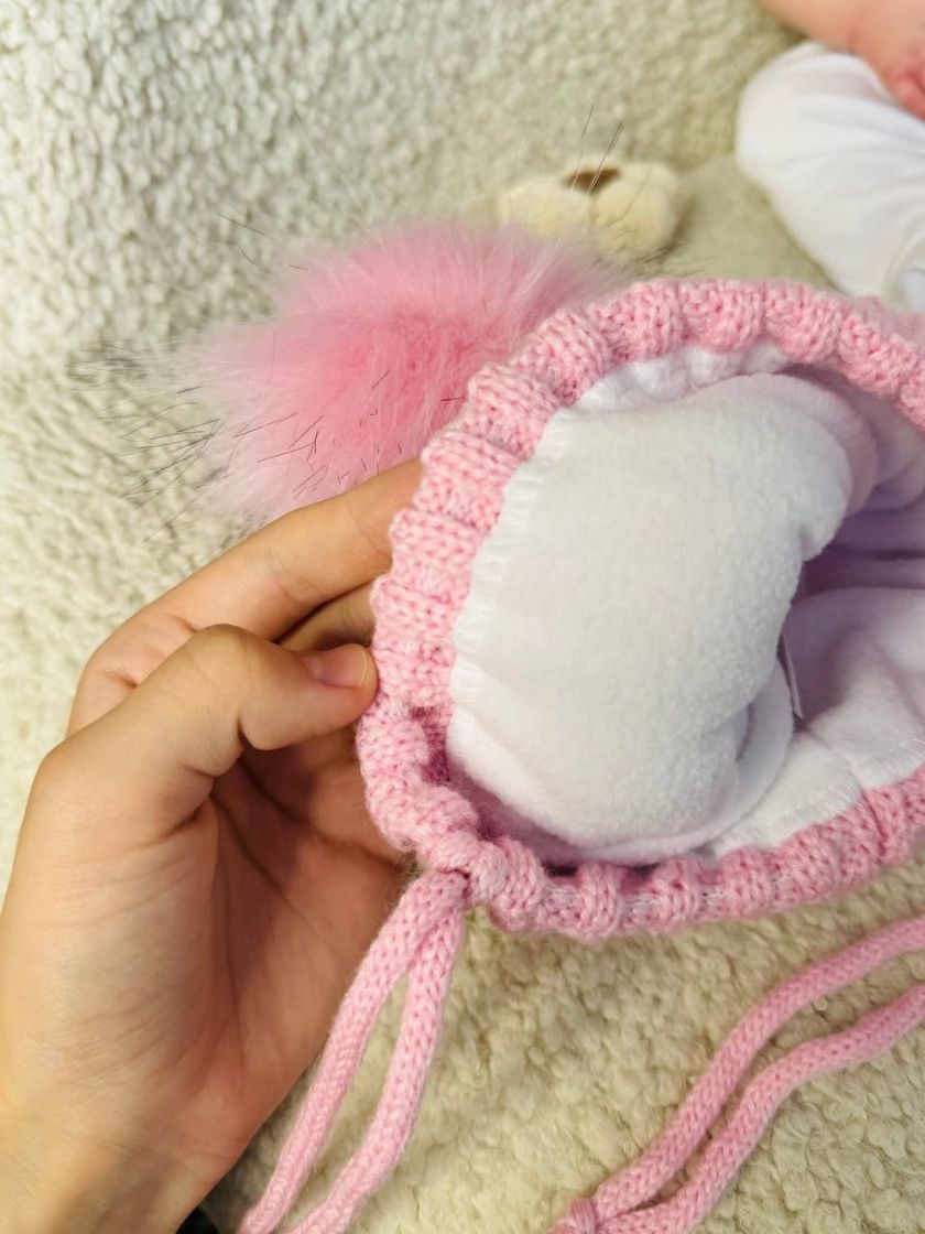 ❤ Шапка зимова, 0-6 міс. Колір - Рожева (#0510) ✓ Anna Konvert