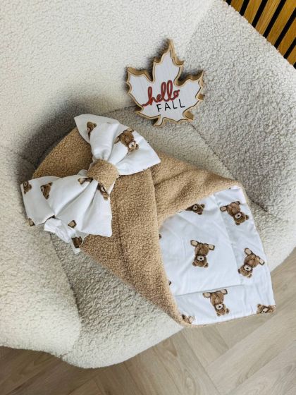 ❤ Демісезонний конверт-плед бараш. Колір - Бежевий з ведмедиками (#61902593) ✓ Anna Konvert 2