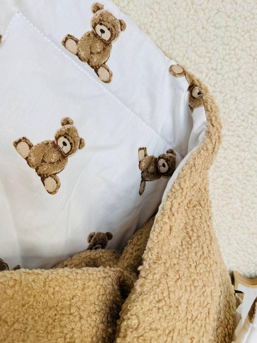 ❤ Демісезонний конверт-плед бараш. Колір - Бежевий з ведмедиками (#61902593) ✓ Anna Konvert