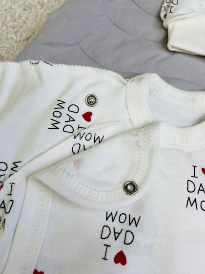 ❤ Комплект 3ка з сорочкою, байка 56-62см. Принт - I love mom dad (#80901310) ✓ Anna Konvert 2