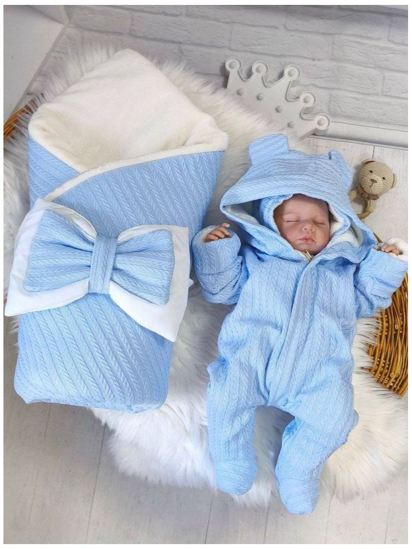 ❤ Комбез "Косичка" демісезонний, на махрі. Колір - Блакитний (#64058906) ✓ Anna Konvert