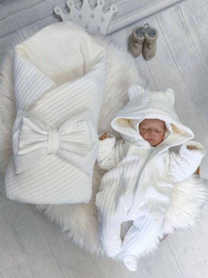 ❤ Комбез "Косичка" демісезонний, на махрі. Колір - Молочний (#26625599) ✓ Anna Konvert 2
