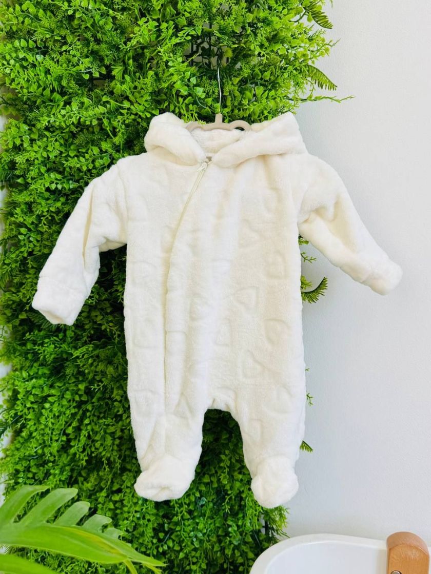 ❤ Чоловічок махровий, велсофт, утеплений на блискавці. Колір - Молочний в серця. Розмір - 62-68 (#70891445) ✓ Anna Konvert