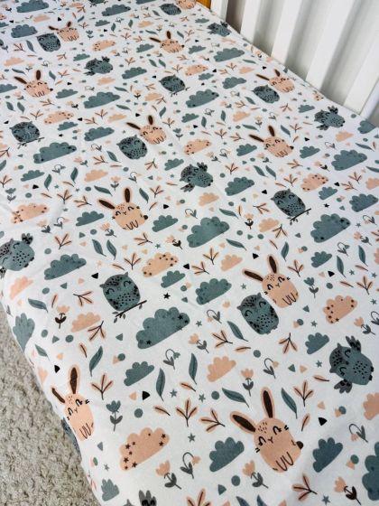 ❤ Простирадло у ліжко байкове. Принт - Совенята з бежевими зайцями (#97835833) ✓ Anna Konvert 2