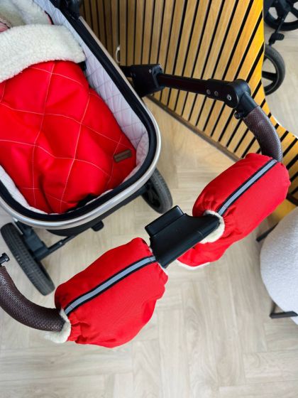 ❤ Зимові рукавиці на візочок, для батьків, з накладками, 70% вовни, Червоний, ForKids (#0412) ✓ Anna Konvert 2