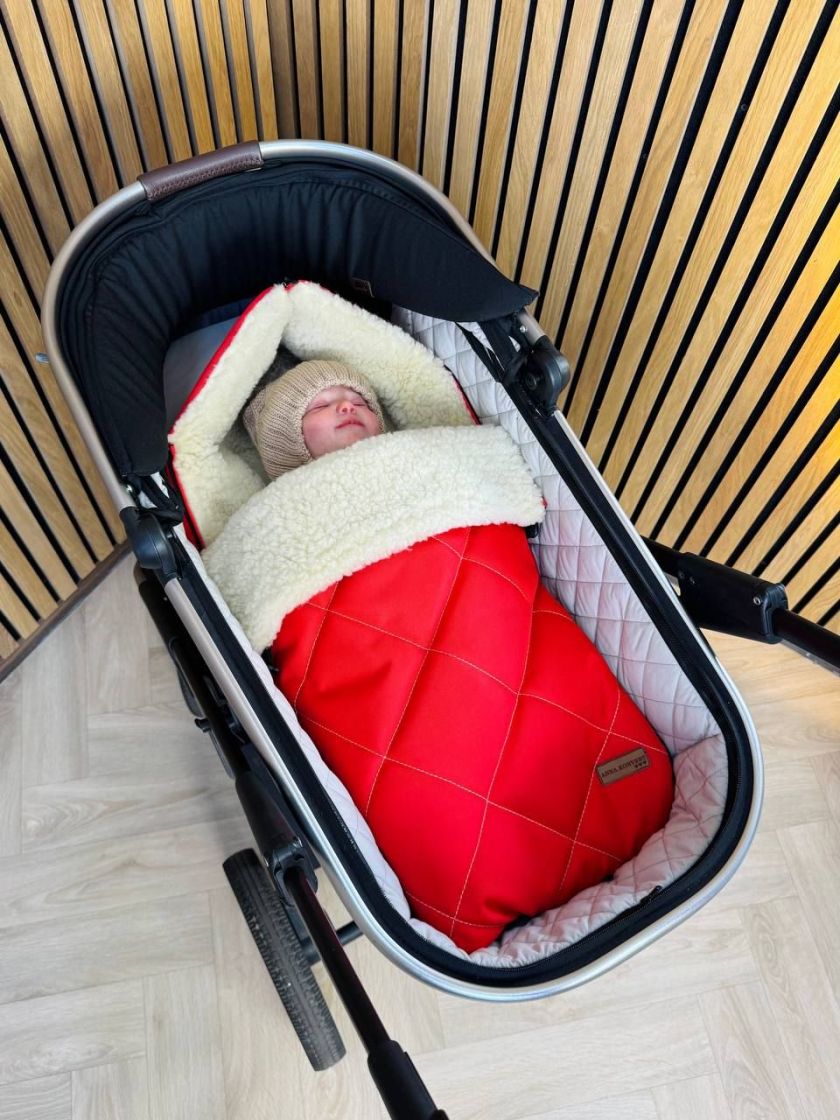 ❤ Зимовий конверт у візочок люльку Бебі, 70% вовни, Червоний, 0-6 міс (#0376) ✓ Anna Konvert