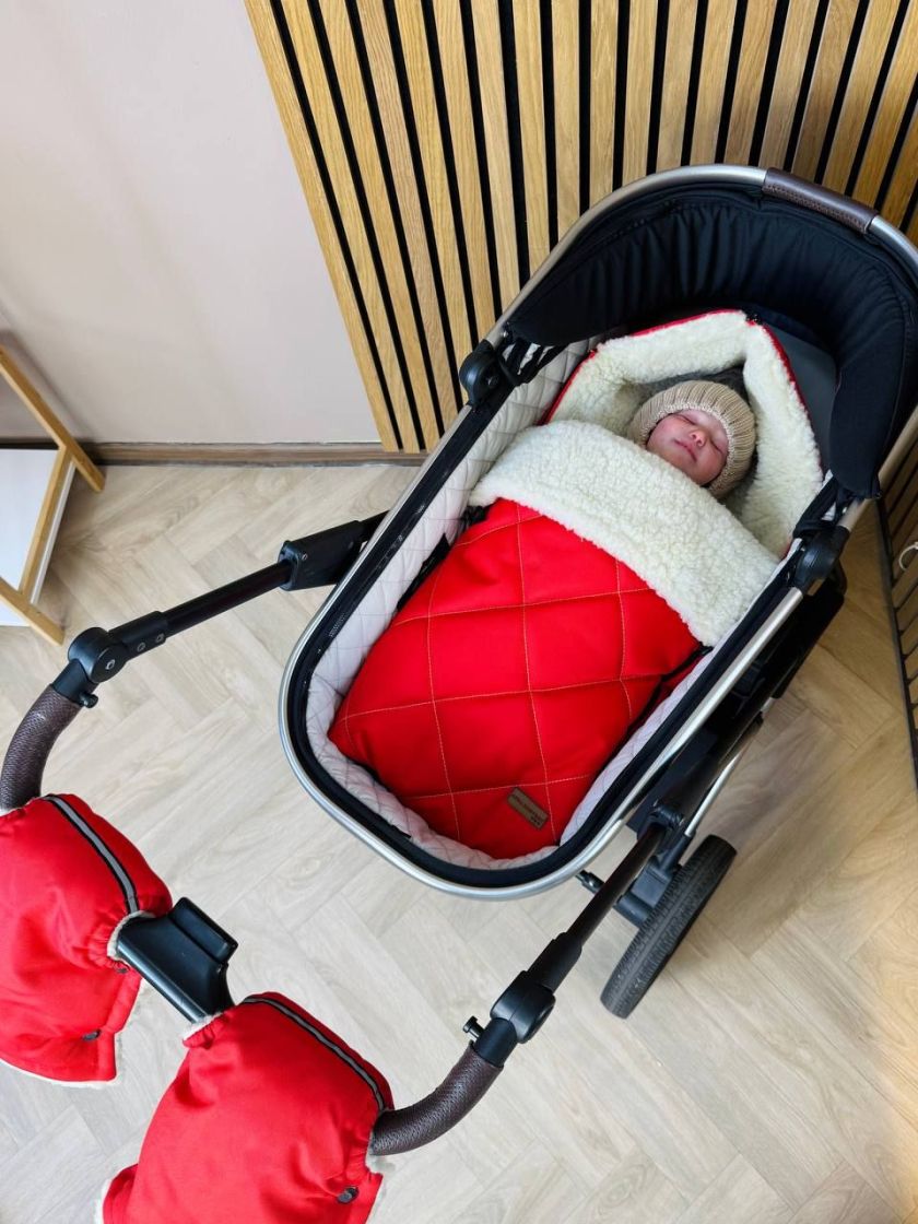 ❤ Зимовий конверт у візочок люльку Бебі, 70% вовни, Червоний, 0-6 міс (#0376) ✓ Anna Konvert