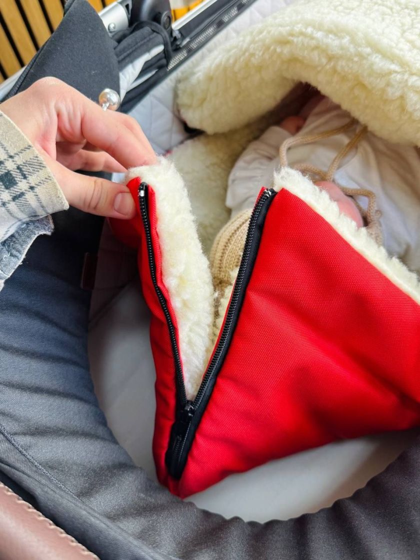 ❤ Зимовий конверт у візочок люльку Бебі, 70% вовни, Червоний, 0-6 міс (#0376) ✓ Anna Konvert