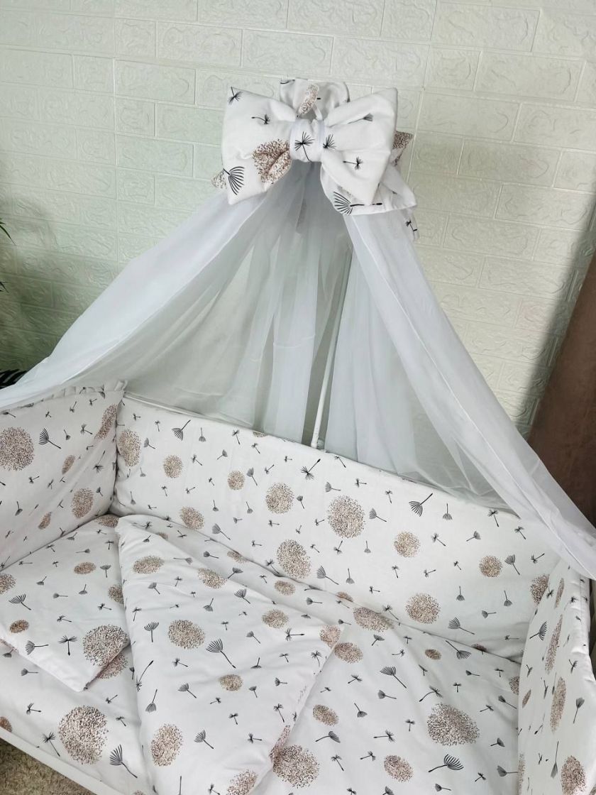 ❤ Набір у ліжко 9в1 суцільні. Принт - Кульбабки бежеві (#7967147) ✓ Anna Konvert