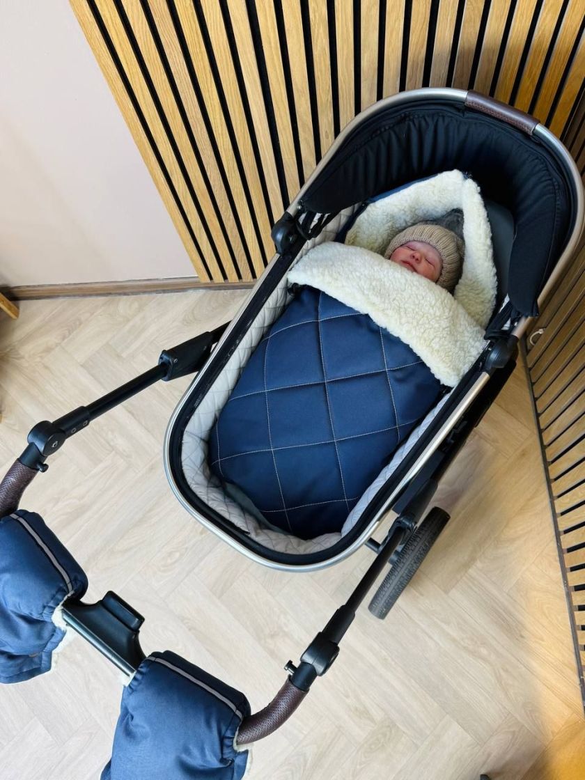 ❤ Зимовий конверт у візочок люльку Бебі, 70% вовни, Синій, 0-6 міс (#0374) ✓ Anna Konvert