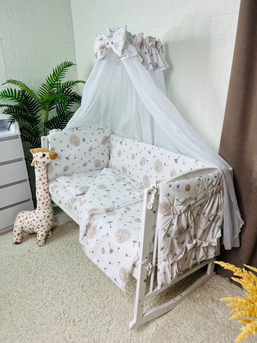 ❤ Набір у ліжко 9в1 суцільні. Принт - Кульбабки бежеві (#7967147) ✓ Anna Konvert