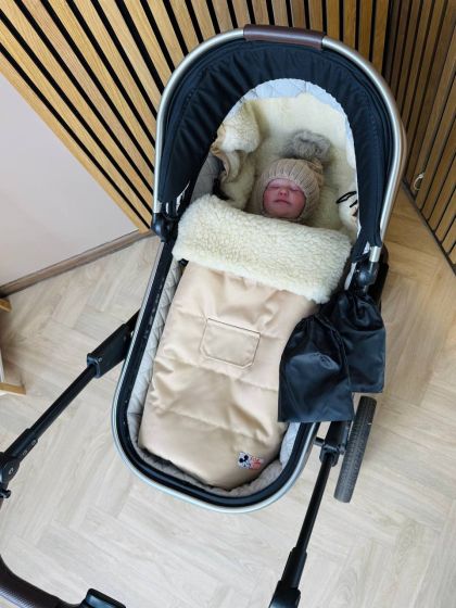❤ Зимовий конверт у прогулянковий візочок, люльку, з бахілами Mini ForKids, 70% вовни, Бежевий, 0-2 років (#0387) ✓ Anna Konvert 2
