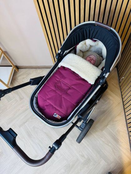 ❤ Зимовий конверт у прогулянковий візочок, люльку, з бахілами Mini ForKids, 70% вовни, Бордовий, 0-2 років (#0388) ✓ Anna Konver 2