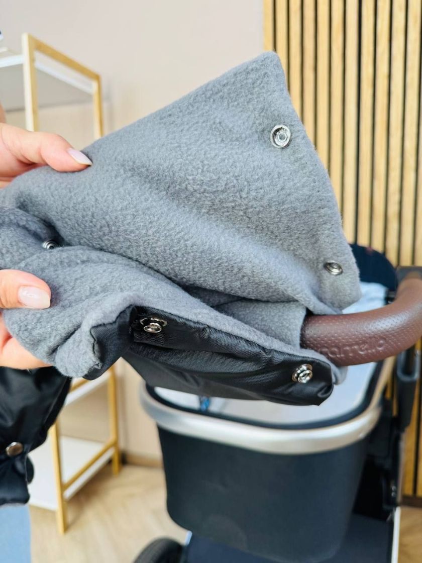 ❤ Рукавиці демісезонні з накладками, на візочок, флісові до -2 градусів, Чорний Вінтер (#0030) ✓ Anna Konvert